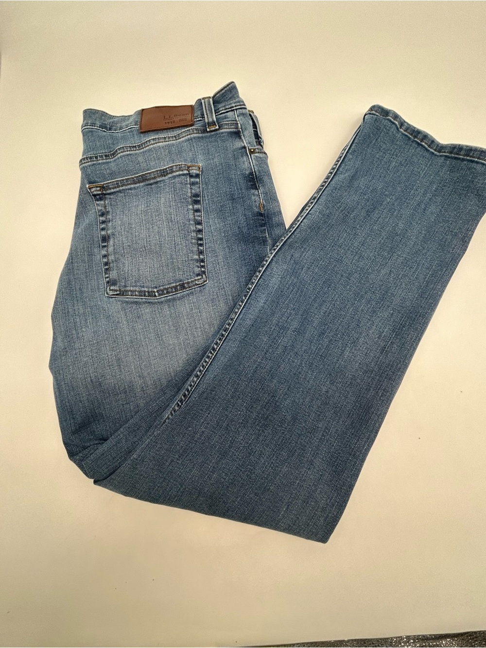 L.L. Bean Men's Classic Bean Flex Straight Jeans - Light Blue Denim 40x32